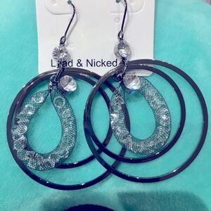 Earrings pierced black w/ shimmery inner c…